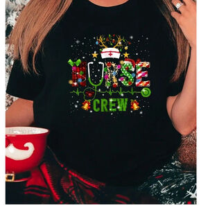 Christmas Nurse Crew Short Sleeve Tee Black